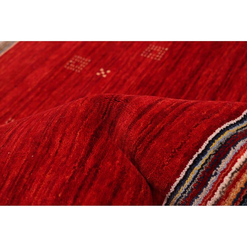 ECARPETGALLERY Hand Loomed Kashkuli Gabbeh Red Wool Rug - 6'5 x 9'9