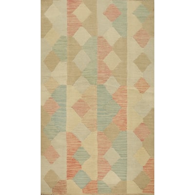 Hand Woven Oriental 100% Wool Carpet Southwestern Modern Multi-Colored Kilim Area Rug - 5' 1'' X 3' 0''