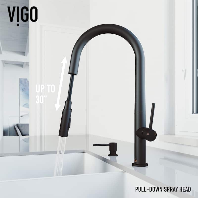 VIGO Greenwich 18" H Single Handle Pull-Down Sprayer Kitchen Faucet