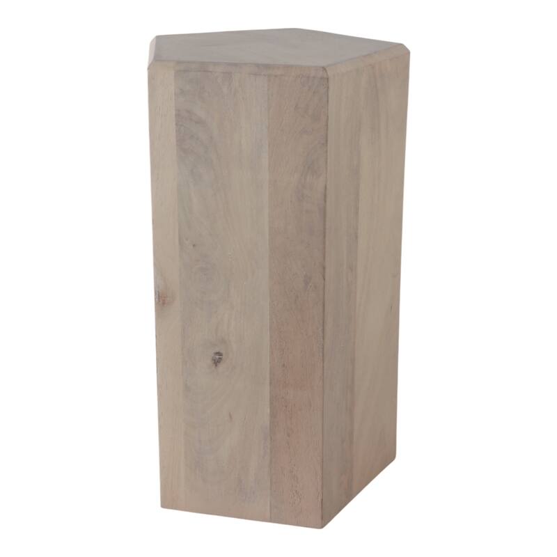 Natural Wood Side Table Elegant Geometric Design Narrow End Accent