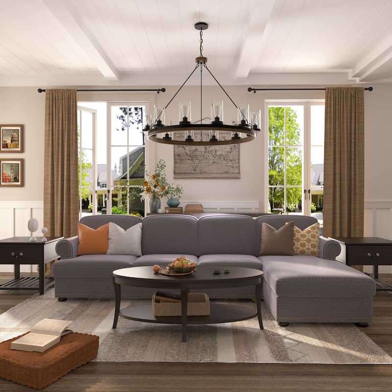 Large Farmhouse 12-light Wagon Wheel Chandelier - 42