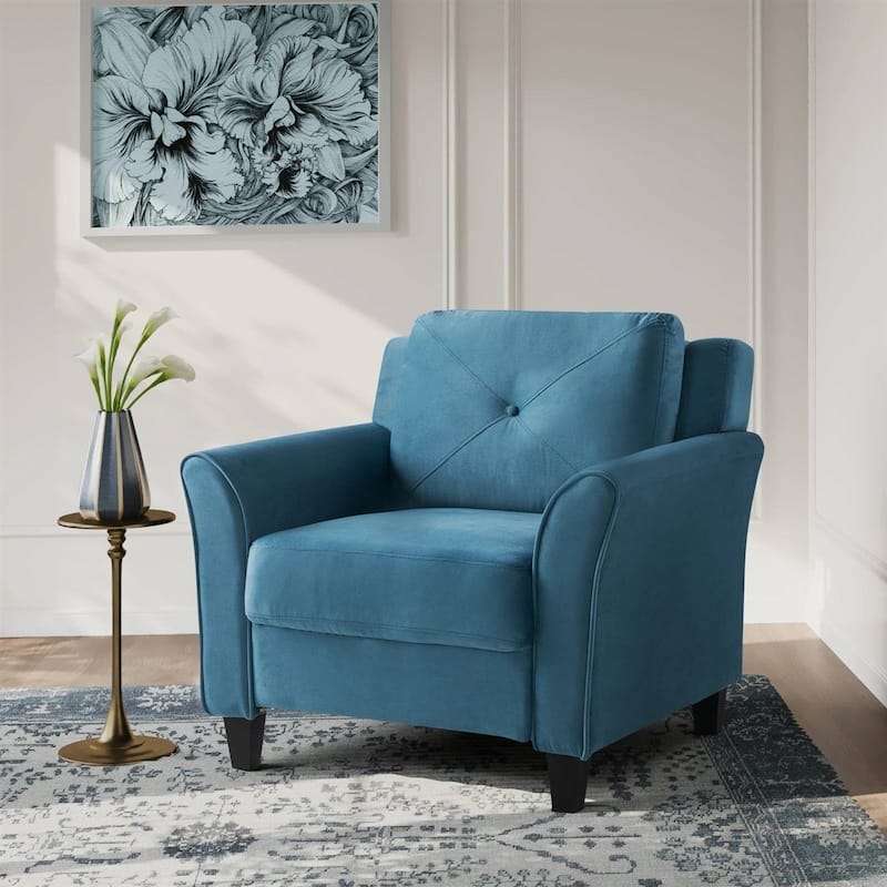 Microfiber Armchair with Button Tufted Back and Flared Arms - 31.5” D x 33.9” W x 32.7'' H