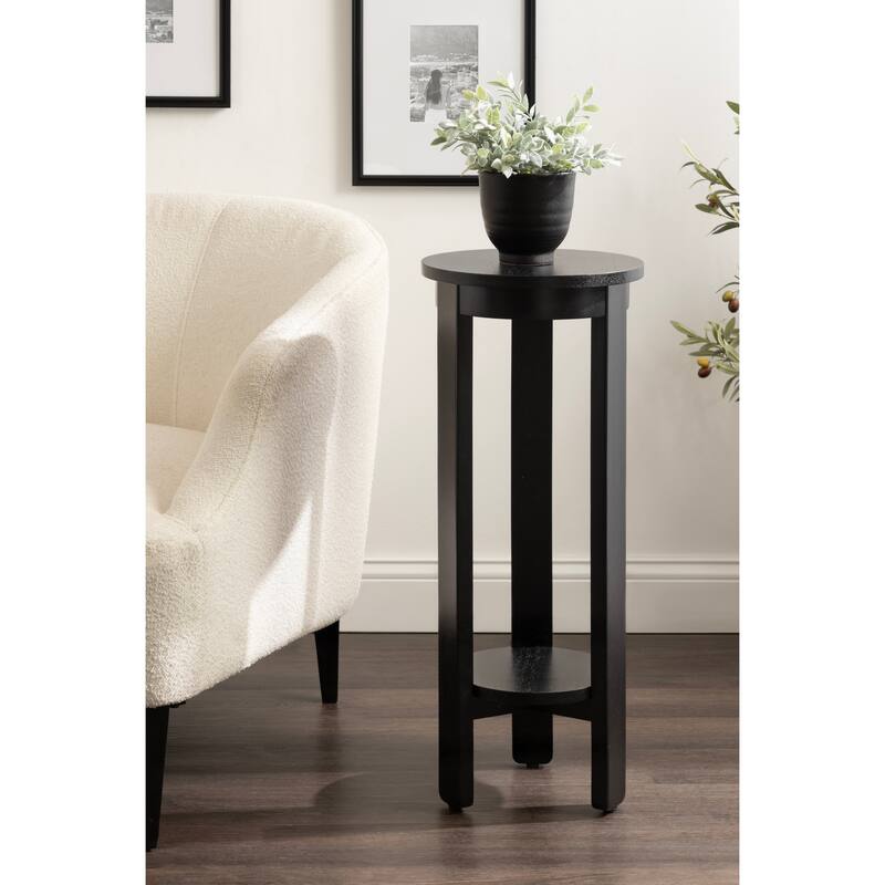 Kate and Laurel Foxford Round Wood Side Table - 12x12x30 - Black