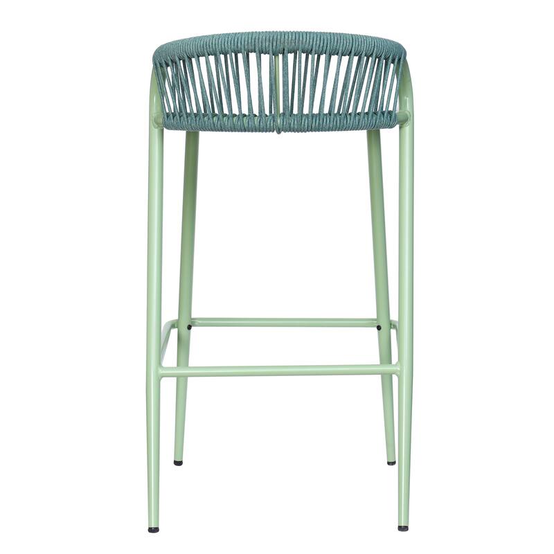 Christopher Knight Home - Samantha Durable Outdoor Barstools with Rope-Woven Backrest, Set of 2