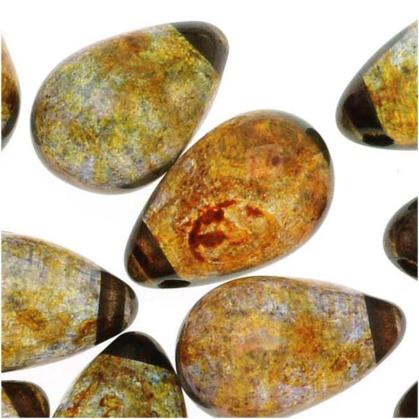 Czech Glass Smooth Teardrop Beads 9x6mm - Luminescent Brown (20)