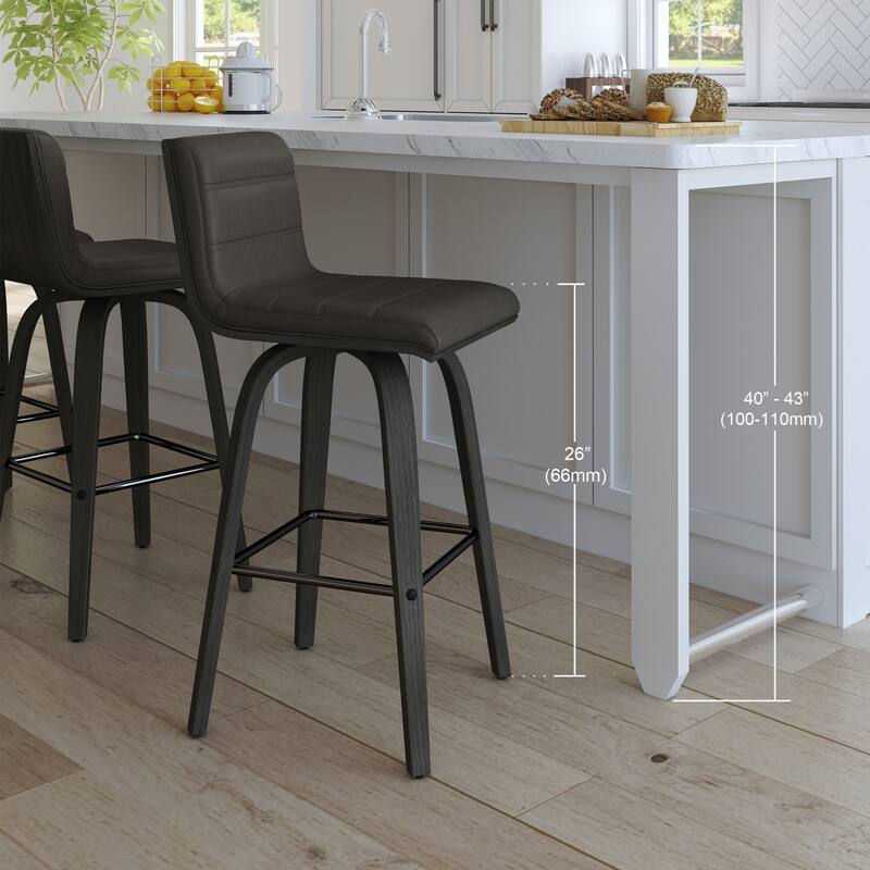 Carson Carrington Ullfors Grey and Black Faux Leather Swivel 26-inch Counter Stool