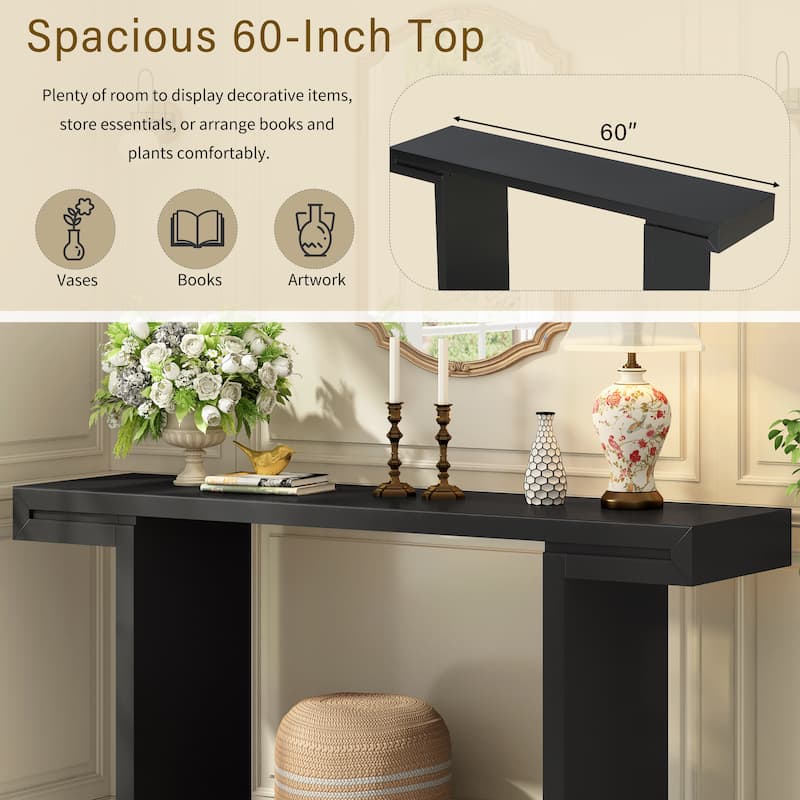 60" Long Sofa Side Table Console Table Entryway Table Accent Table for Living Room Hallway