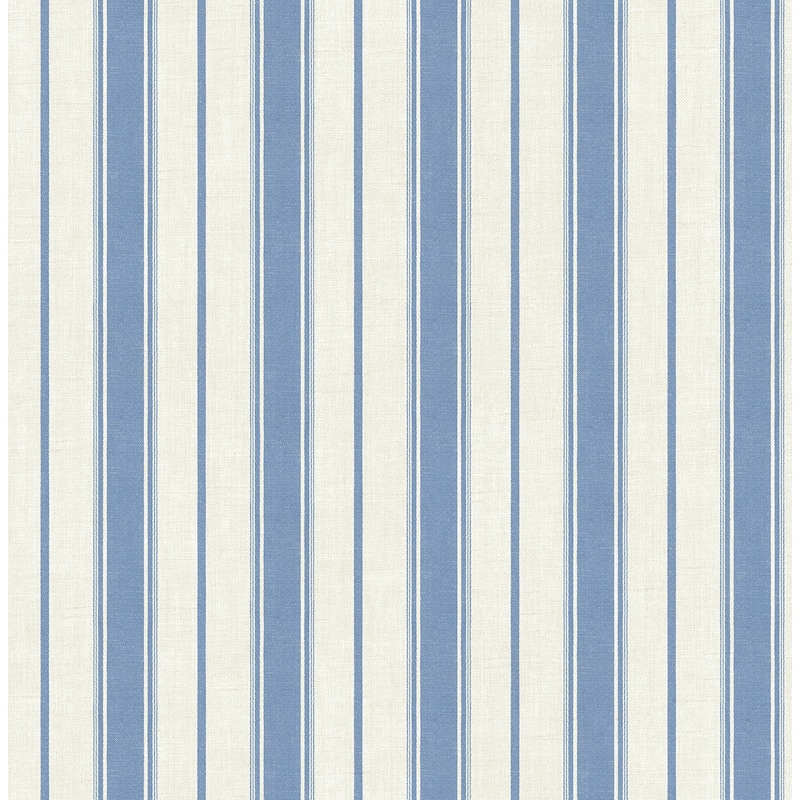 Seabrook Designs Eliott Linen Stripe Nonwoven Unpasted Wallpaper - 27 in. W x 27 ft. L - Blue Bell