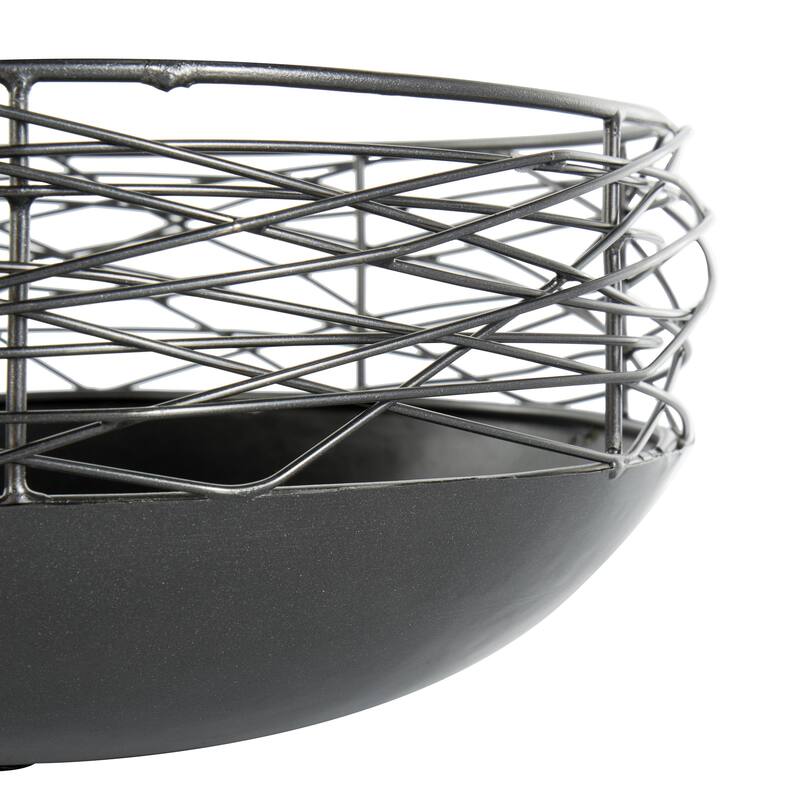 Metal Abstract Intertwined Wire Decorative Bowl with Solid Matte Base - Set of 2 Black - Roche River Decor