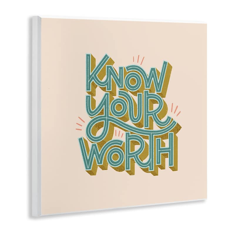 Stupell Know Your Worth Green on Beige Wall Plaque Art Design By Sarah Hickman