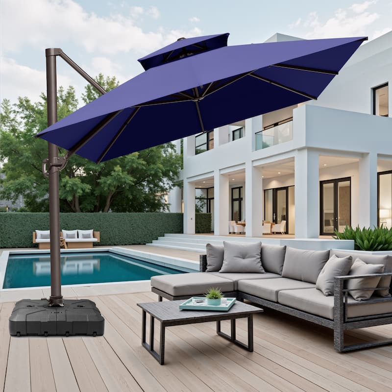 Outdoor Patio 10 x 13FT Cantilever Umbrella Double Top With Wheel Base