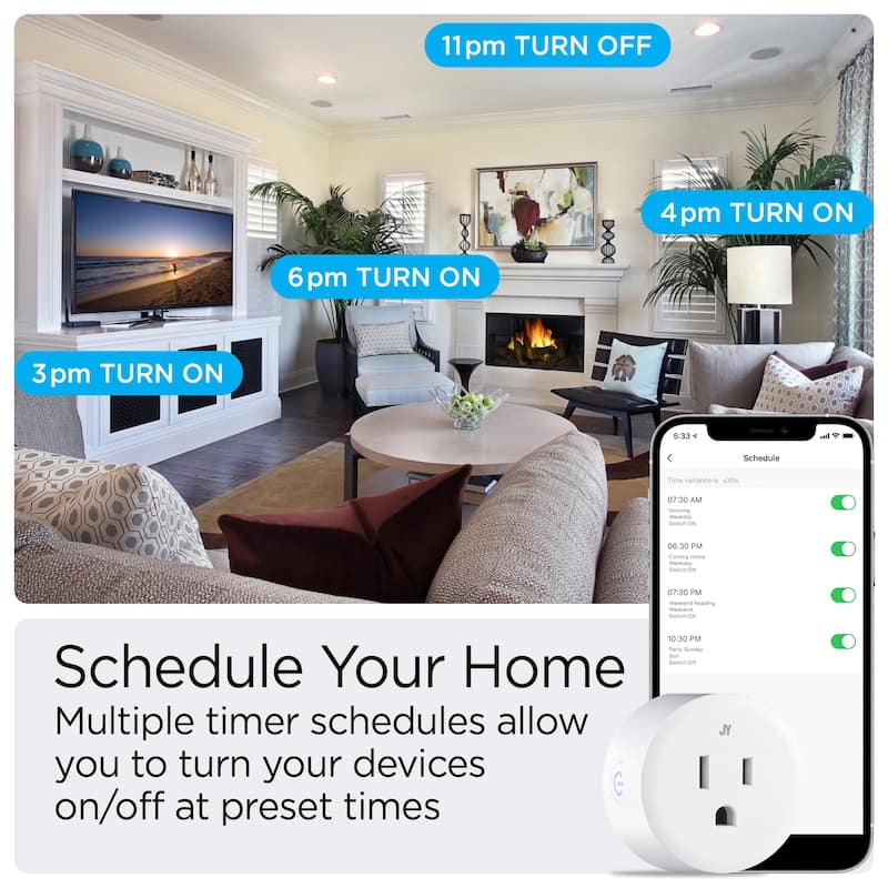 Smart Plug WiFi Remote App Control for Lights & Appliances; No Hub Required by JONATHAN Y