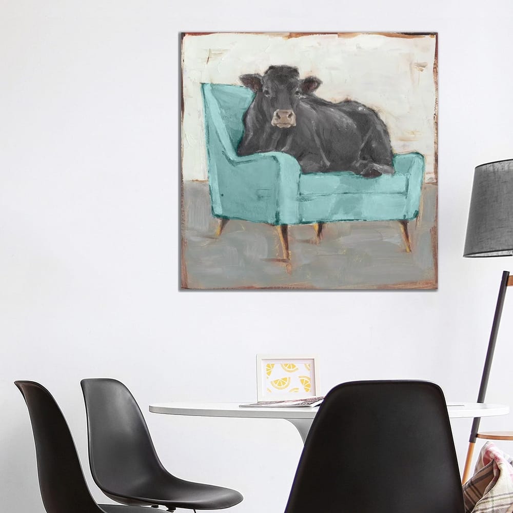 iCanvas "Moo-ving In IV - Black" by Ethan Harper Canvas Print