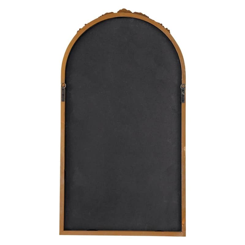 HomeRoots 42" Brown Crowned Top Antiqued Glass Arch Framed Accent Mirror - 22.8' X '41.9' X '2