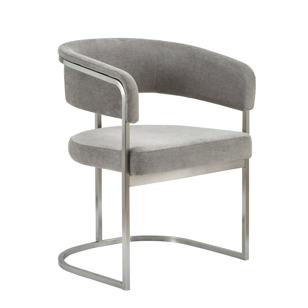 Modrest Sebastian Modern Grey Fabric & Stainless Steel Dining Chair