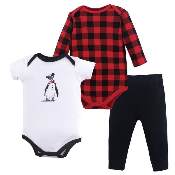 slide 1 of 1, Hudson Baby Infant Boy Cotton Bodysuit and Pant Set, Penguin 0-3 Months - Penguin