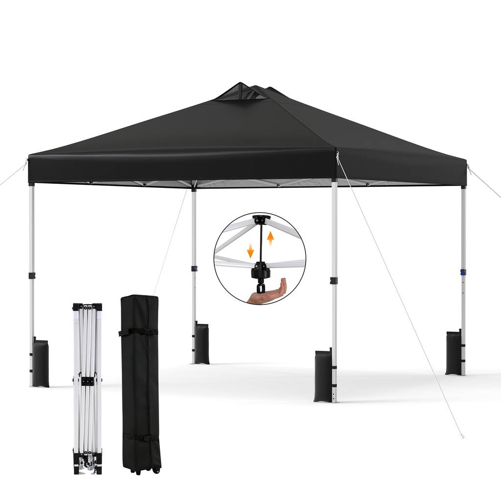 Gymax 10x10 FT Pop Up Canopy Tent 1-Person 1-Button Push Instant Setup