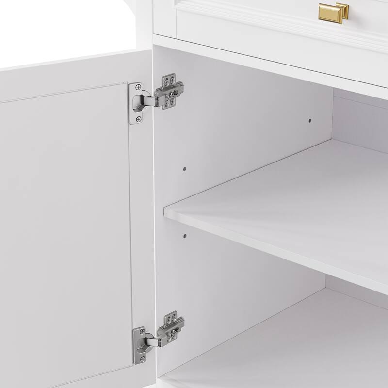 Kitchen Island with Drop Leaf, Adjustable Shelf, Spice Rack, Towel Rack, 2 Doors and 5 Drawers