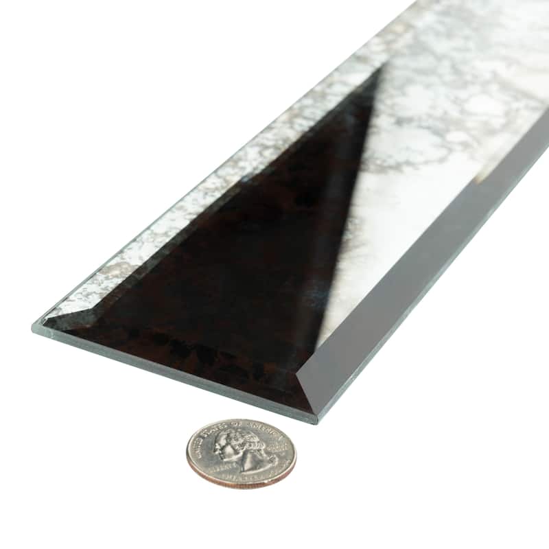 Merola Tile Lustre Beveled Antique Mirror 3" x 12" Glass Wall Tile