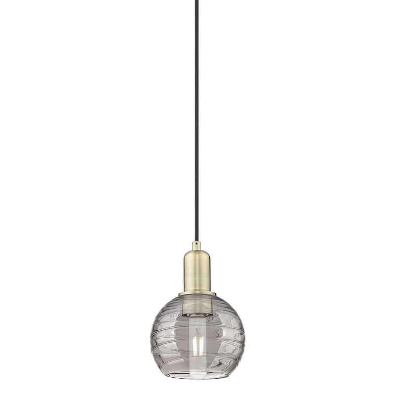 Innovations Lighting 716-1P-8-6 Athens Deco Swirl Pendant Athens Deco - Antique Brass / Light Smoke Deco Swirl