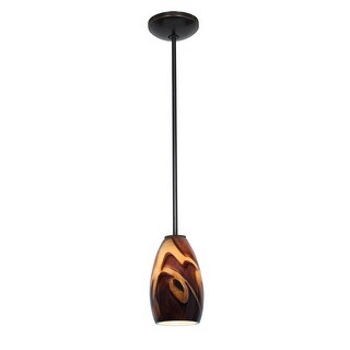 Access Lighting Champagne - Glass Pendant - 1-Light Pendant - Rod - Inca Glass Shade - Replaceable LED