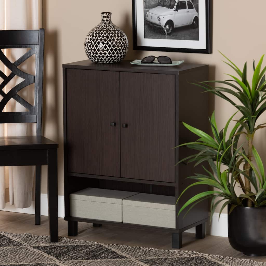 Rossin Modern 2-Door Entryway Shoe Storage Cabinet with Bottom Shelf