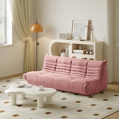 3 Seats Lazy Floor Sofa, Teddy Velvet Sofa Bean Bag Couch
