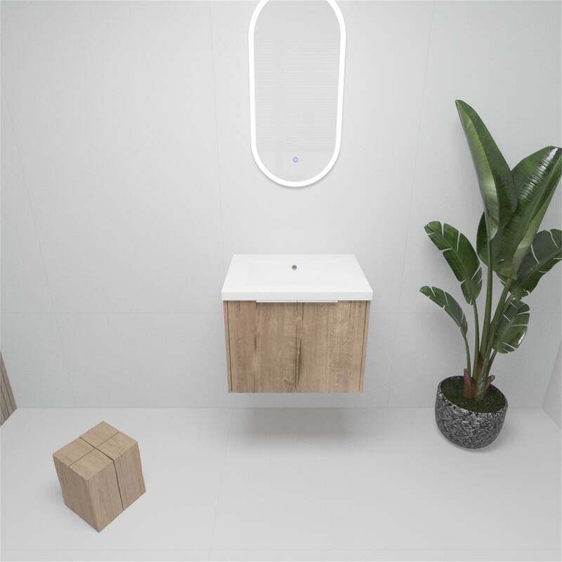 24 Inch Float Mounting Bathroom Cabinet with Sink, Soft Close Doors