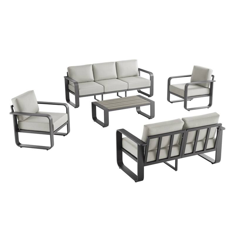Spruce & Spring Outdoor Patio Furniture Set Aluminum Sofa Accent Chair