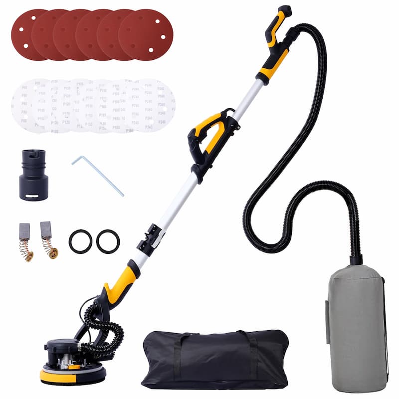 780W Electric Drywall Sander with Vacuum Dust Collection - Yellow+Black
