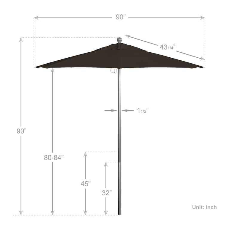 California Umbrella 75' Venture Series Patio Umbrella, Silver Aluminum Pole Fiberglass Ribs Push Lift Pacifica
