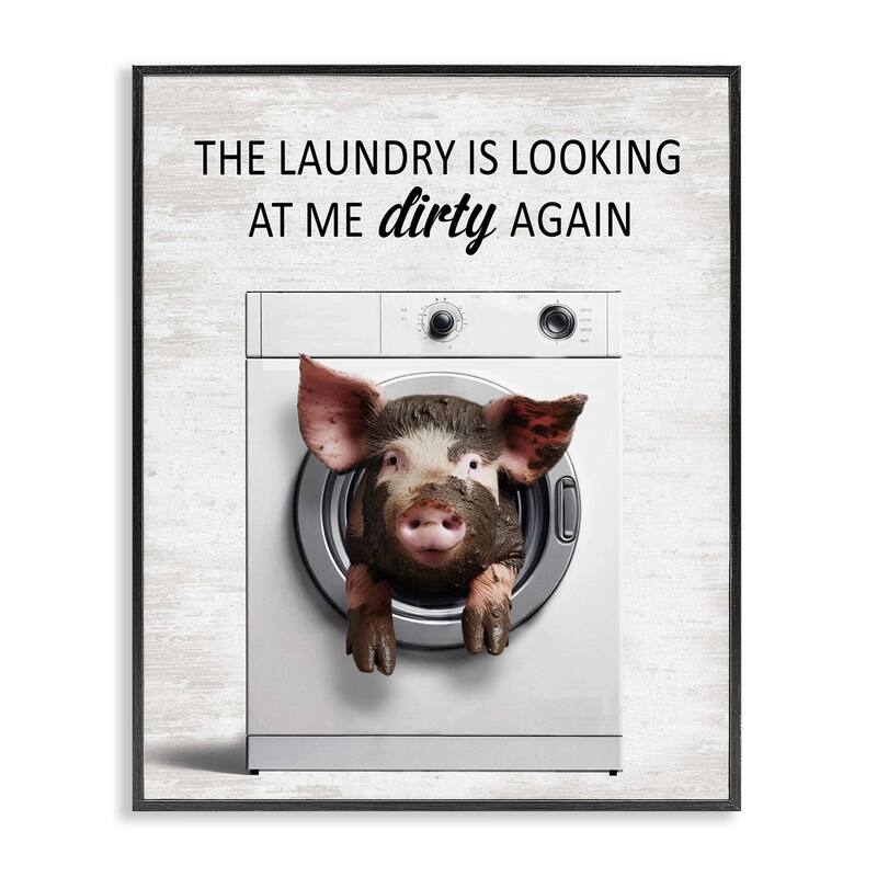 Stupell Laundry Looking At Me Dirty Framed Giclee Art Design By Lettered and Lined - 16 x 20 - Black