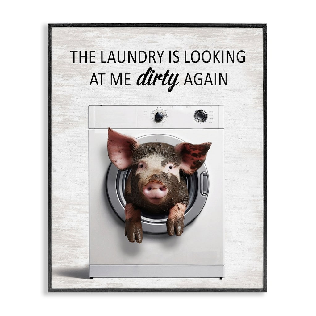 Stupell Laundry Looking At Me Dirty Framed Giclee Art Design By Lettered and Lined