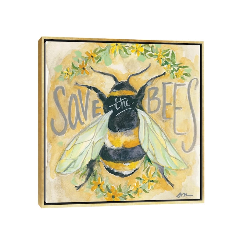 iCanvas "Save The Bees" by Jessica Mingo Framed Canvas Print - Gold - 26x26