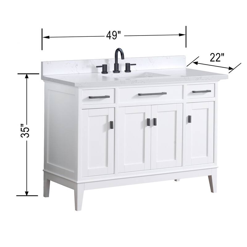 Madison 48 in. Single Sink Bathroom Vanity with Engineered Stone Top - 49" x 22"D x 35"H
