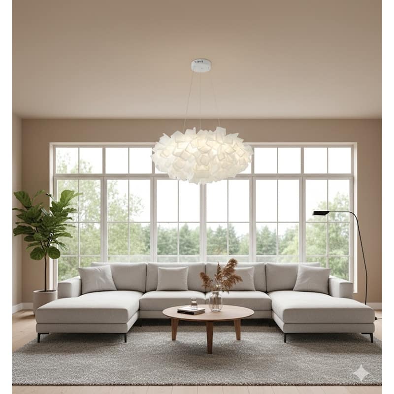 1-Light White Acrylic LED Chandelier