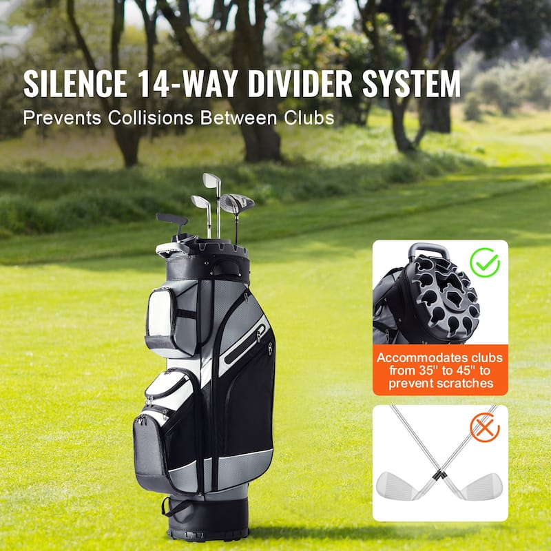 Golf Cart Bag with 14 Way Organizer Divider Top, Durable Golf Bags with Handles & Dust Cover & Detachable Straps for Men & Women