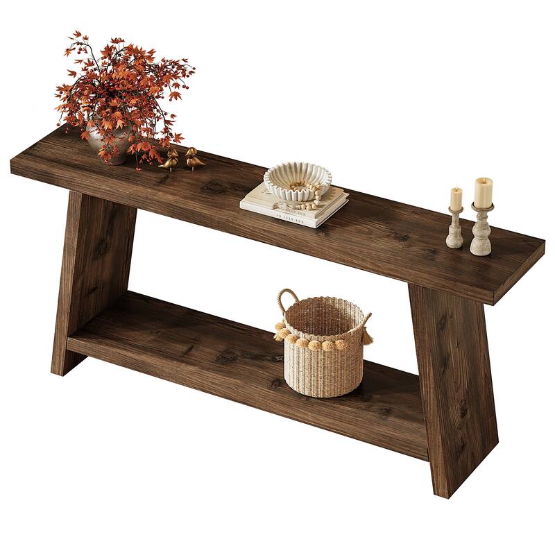70.9" Solid Wood Console Table 2-tier Narrow Long Sofa Table