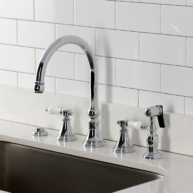 Kingston Brass Essex Double-Handle Wall-Mount Pre-Rinse Bridge Kitchen Faucet