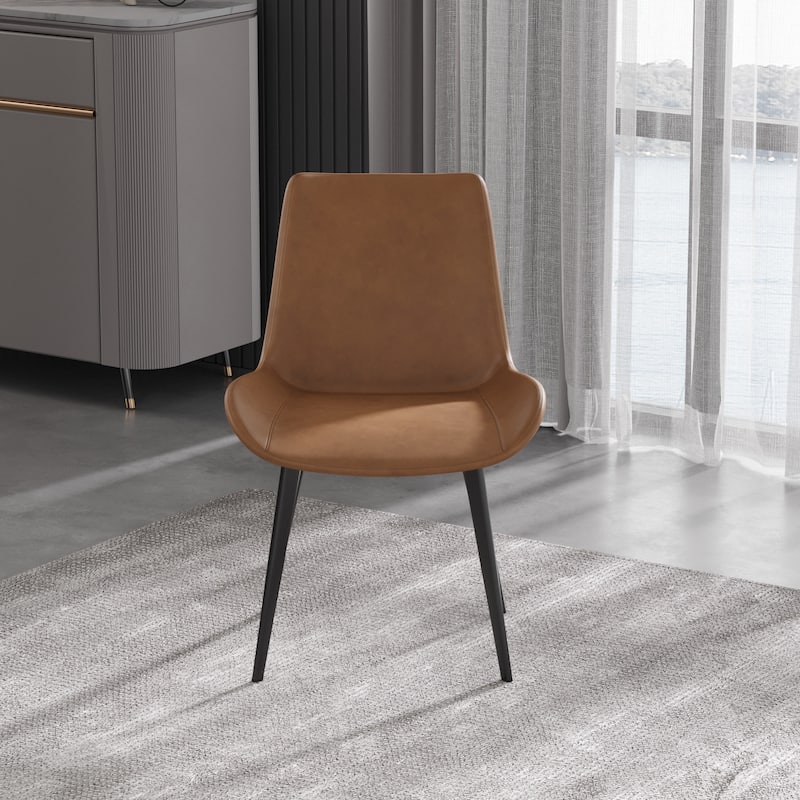 Modern Faux Leather Bucket Seat Dining Chairs (set of 2)
