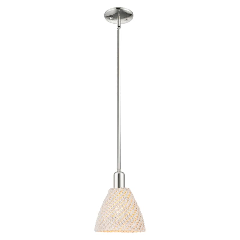 Innovations Lighting Downtown Urban - Natural Ballston Dome - 1 Light 8" Stem Hung Mini Pendant - Natural Shade/Polished Nickel