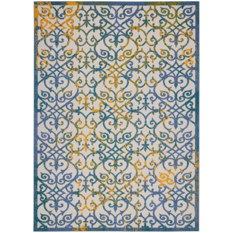 Nourison Aloha Transitional Scroll Indoor/Outdoor Damask Rug