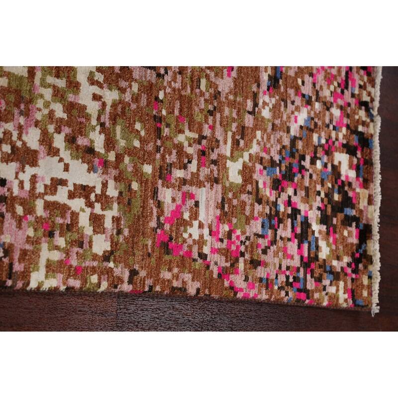 Wool/ Silk Artistic Modern Abstract Oriental Runner Rug Hand-knotted - 2'8" x 10'0"