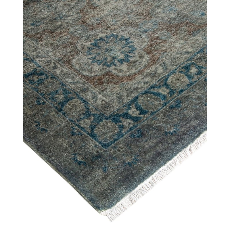 Overton Hand Knotted Wool Vintage Inspired Modern Contemporary Overdyed Gray Area Rug - 9' 1" x 12' 1"