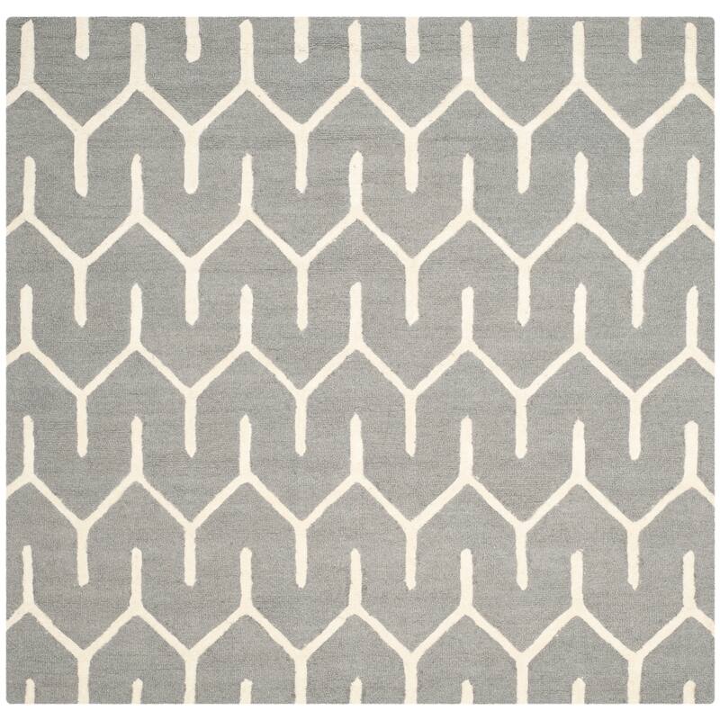 SAFAVIEH Handmade Cambridge Engela Modern Moroccan Wool Rug - 6' Square - Dark Grey/Ivory