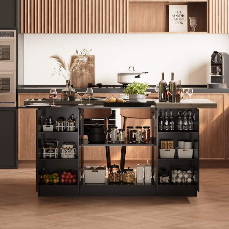 Modern Kitchen Island - Storage Cabinet, Large Countertop, Prep Station