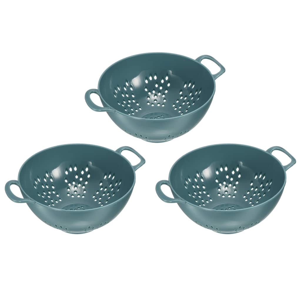 Rice Washing Filter Strainers Basket Fruit Vegetable Colander (3Pcs) - Light Blue - 19cm x 14.8cm x 7.5cm