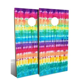 Tie-Dye Rainbow Stripes Backyard Cornhole Board Set (Includes 8 Bags ...