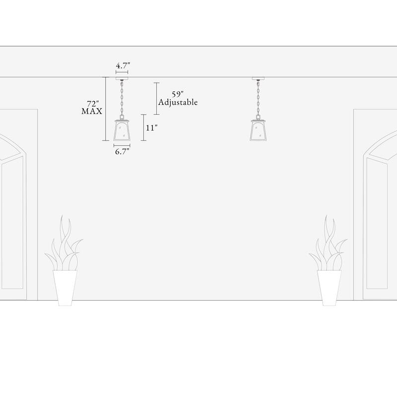 Modern Farmhouse Outdoor Pendant Rippled Glass Lantern Pendant Light