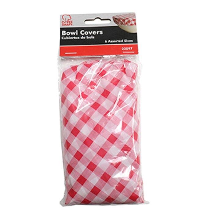 Chef Craft 6-Piece Red & White Checkered Select Bowl Cover Set
